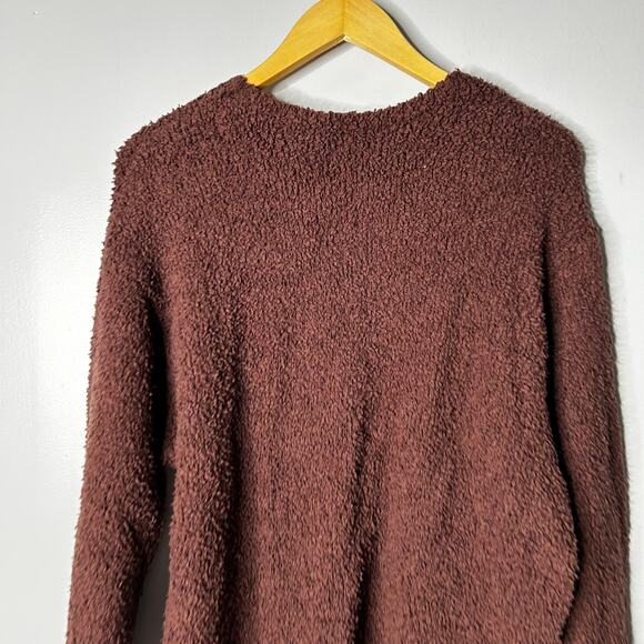 Skims Cozy Knit Pullover Womens Medium Mocha Brown Lounge Crewneck Teddie Soft - Picture 6 of 7